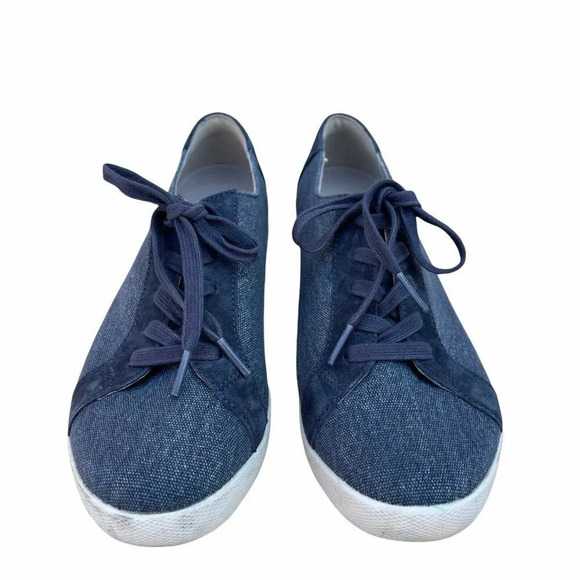 Dansko Women's Size 40 US 9.5 Blue Olisa DENIM Lace up Canvas Sneakers Shoes - Picture 2 of 5